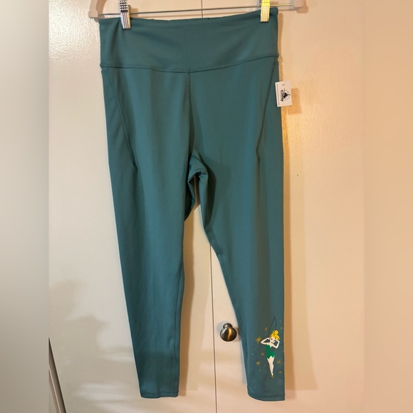 Disney Pants - NWT Disney Parks Tinker Bell Teal Leggings with Pockets - Medium- Retired HTF